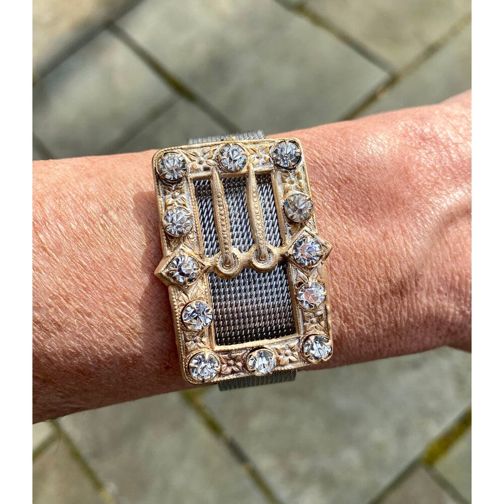 Stainless Steel Steel Band Bracelet, Vintage Charm Paste Gold Frame